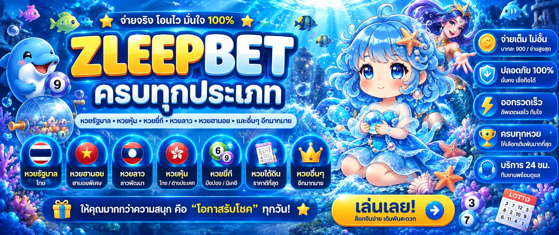 แบนเนอร์ ZLEEPBET หวยออนไลน์และผลรางวัล